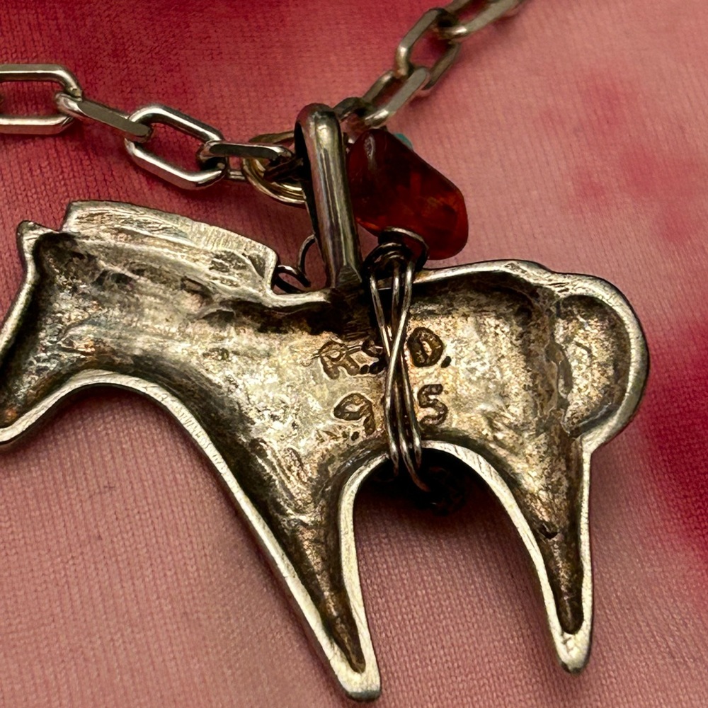 Rare Sterling 925 Signed Native American - necklace with natural gemstones - Picture 2 of 4